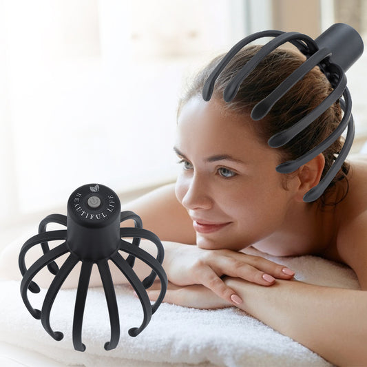 Electric Octopus Claw Scalp Massager – Hands-Free 3-Level Head Massage with LED Red Light & Wireless 3D Head Scratcher for Relaxation & Hair Care